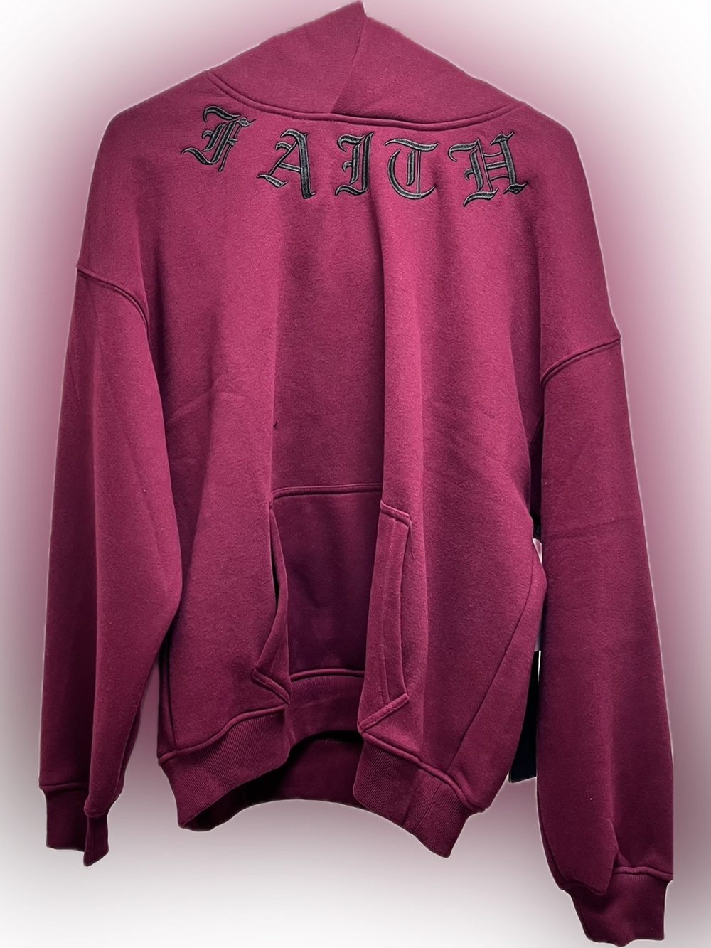 FAITH Embroidered Pullover Hoodie Deep Berry oversized original essentials small